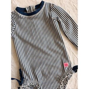 Ruffle butts baby girl  striped blue and white swim size 12-18 Months